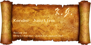 Kender Jusztina névjegykártya